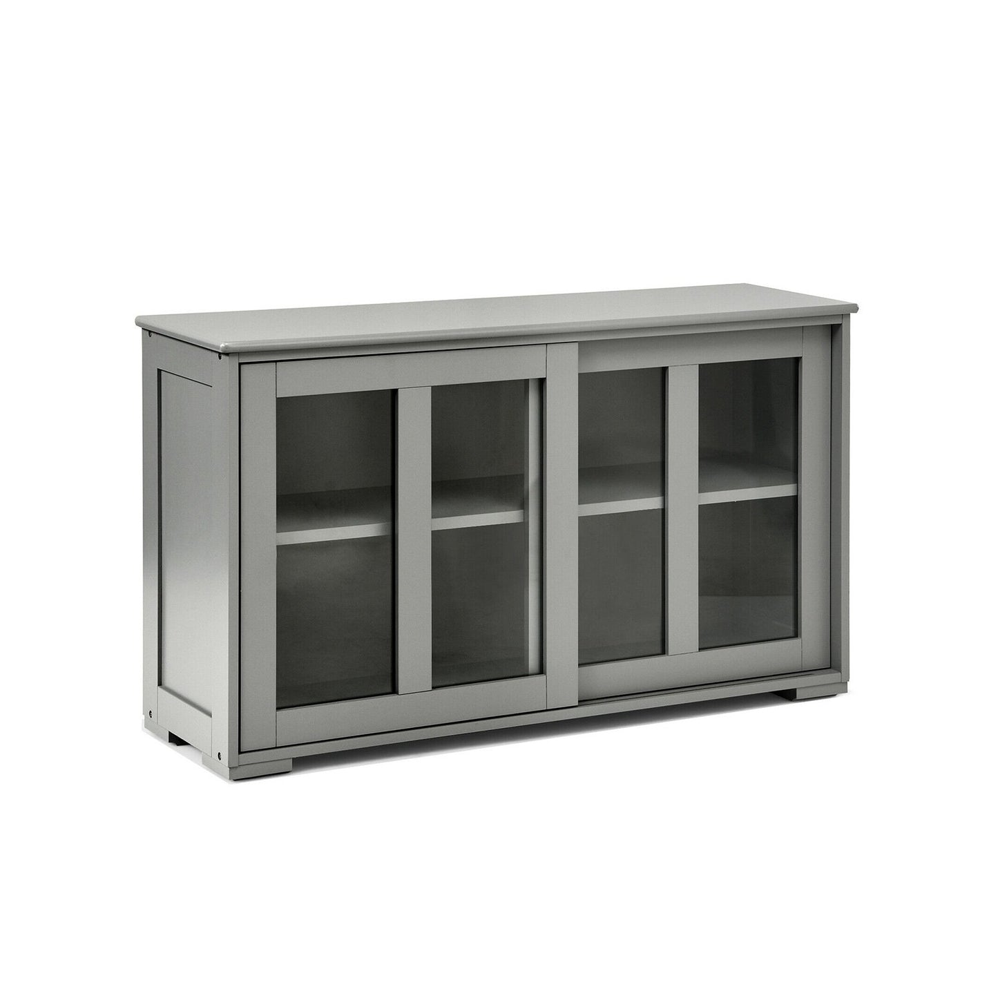 Kitchen Storage Cabinet with Glass Sliding Door-Black