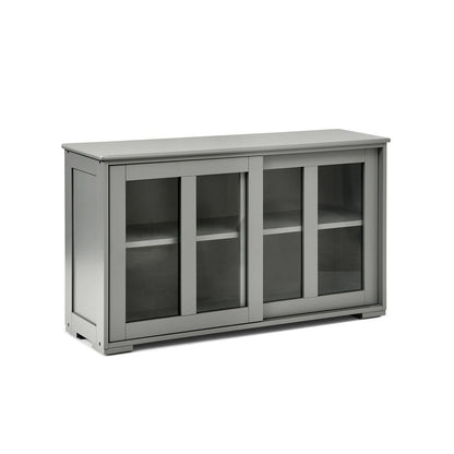 Kitchen Storage Cabinet with Glass Sliding Door-Black