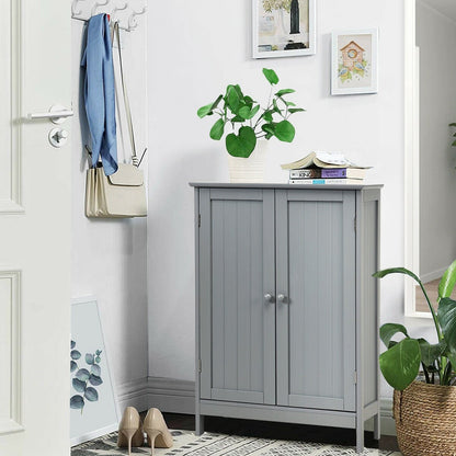 2-Door Freee-Standing Bathroom Cabinet with Shelf-Black