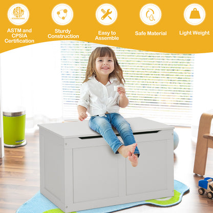 Safety Hinge Wooden Chest Organizer Toy Storage Box-Gray