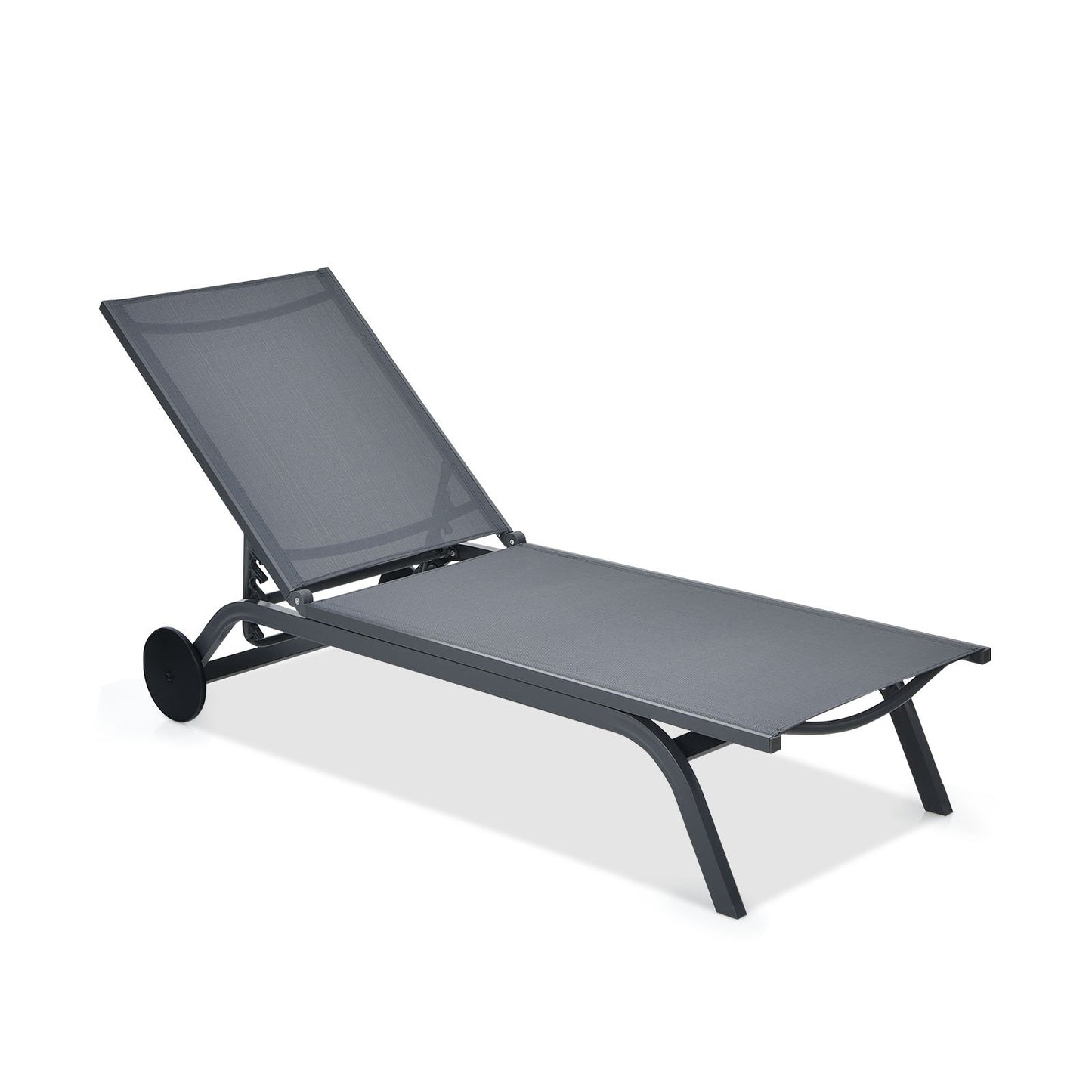 Aluminum Fabric Outdoor Patio Lounge Chair with Adjustable Reclining -Black