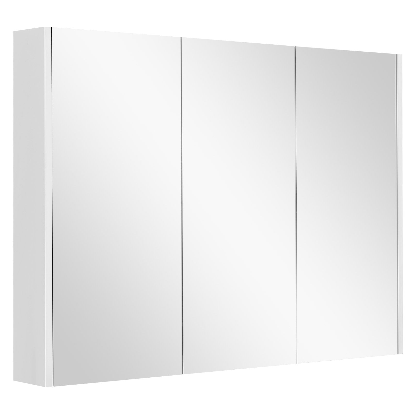 Frameless Bathroom Wall Mounted Mirror Cabinet with 3 Doors and Adjustable Shelves - Direct by Wilsons Home Store