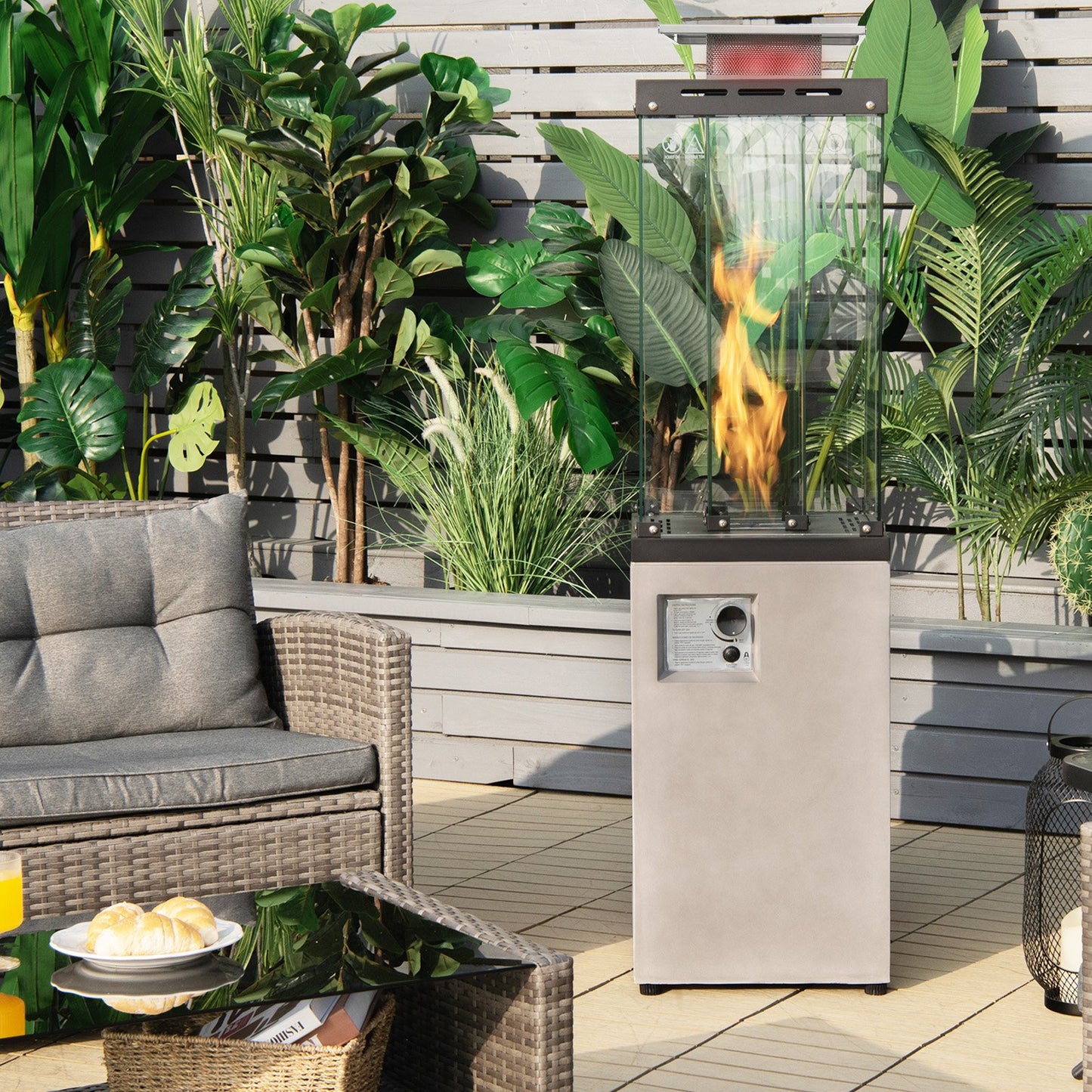 41 000 BTU Propane Patio Heater with Lockable Wheels-Black