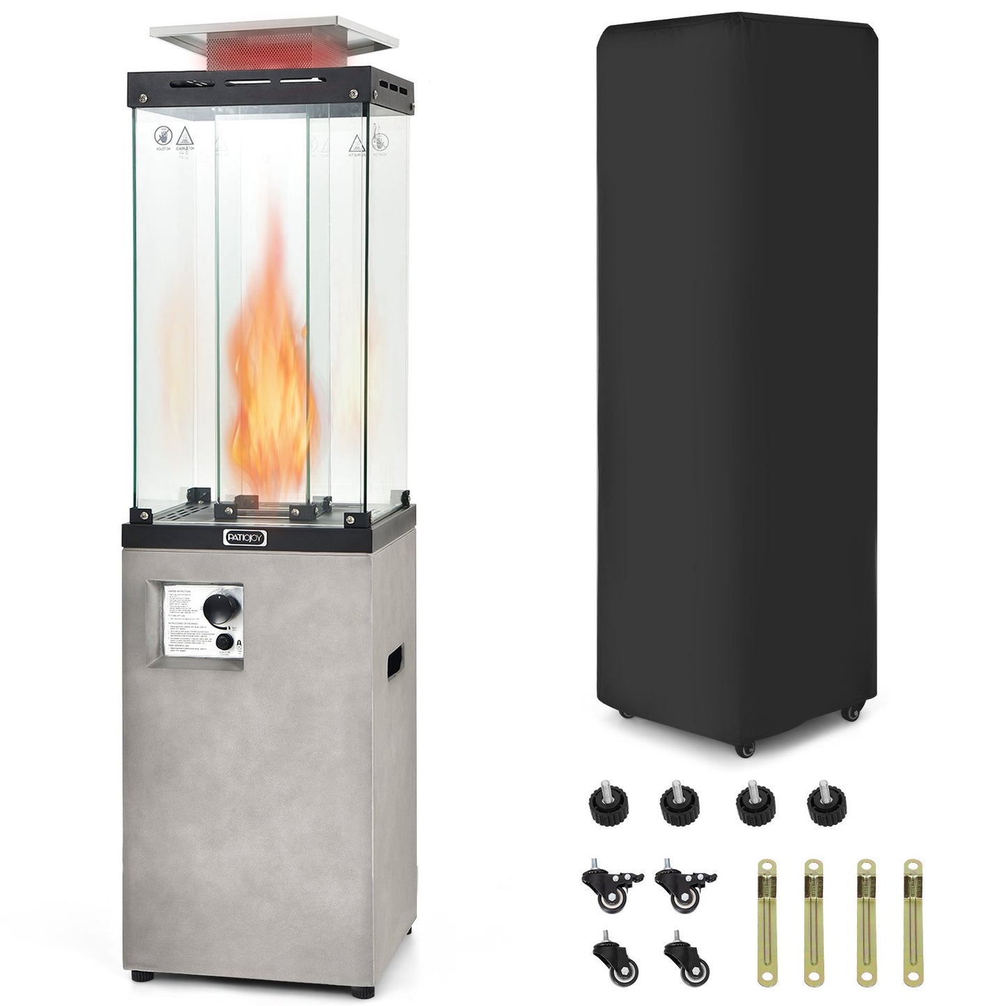 41 000 BTU Propane Patio Heater with Lockable Wheels-Black