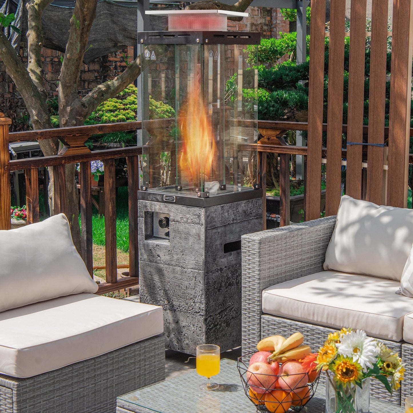 41 000 BTU Propane Patio Heater with Lockable Wheels-Black