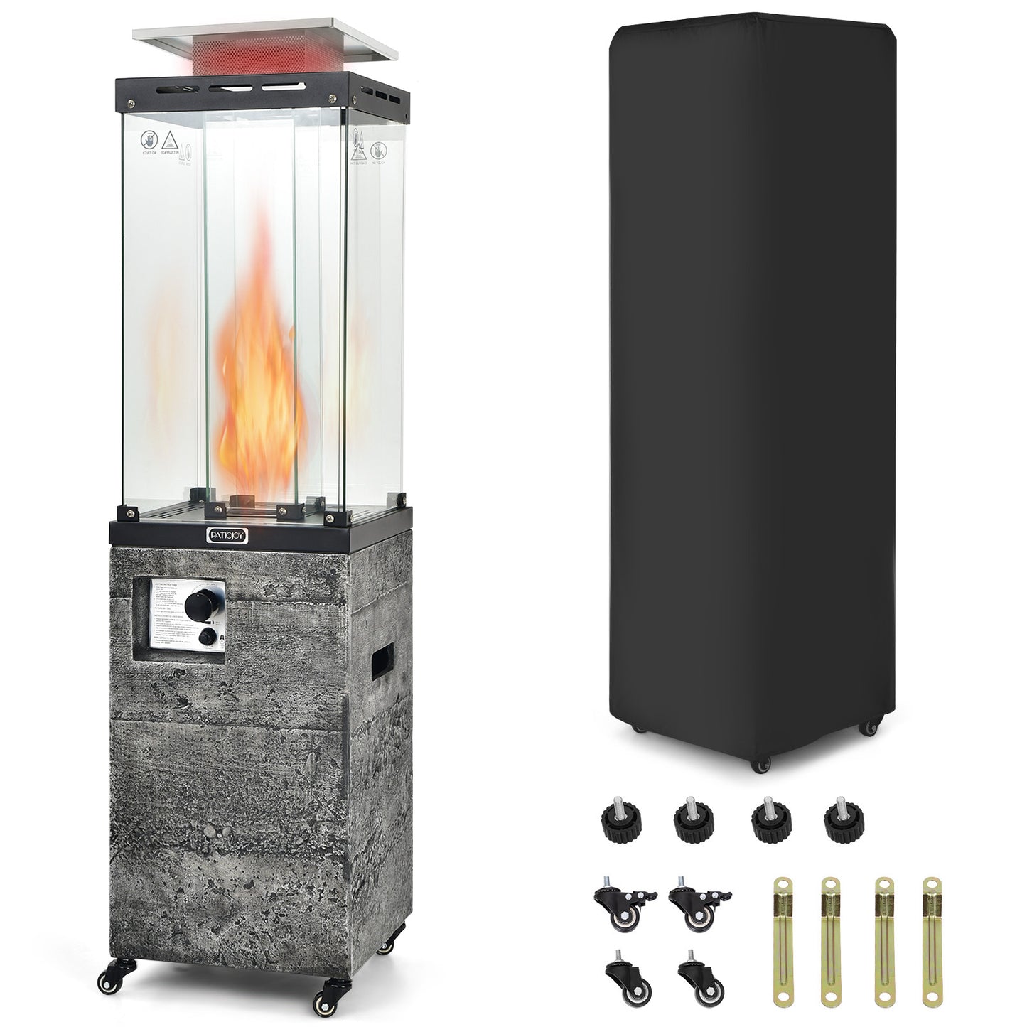 41 000 BTU Propane Patio Heater with Lockable Wheels-Black
