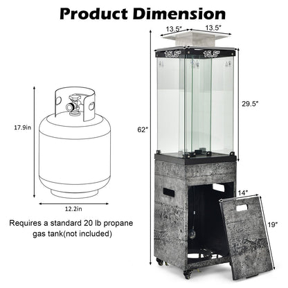 41 000 BTU Propane Patio Heater with Lockable Wheels-Black