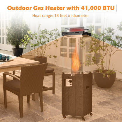 41 000 BTU Propane Patio Heater with Lockable Wheels-Black