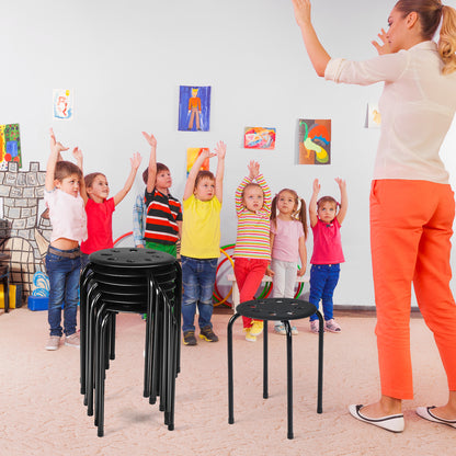Set of 6 Portable Plastic Stack Stools -Black