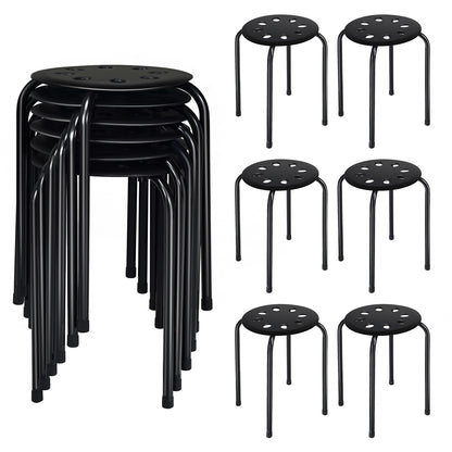 Set of 6 Portable Plastic Stack Stools -Black