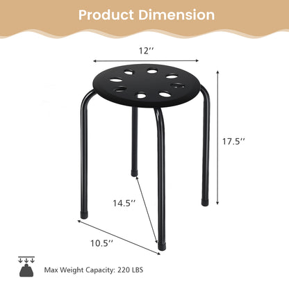 Set of 6 Portable Plastic Stack Stools -Black