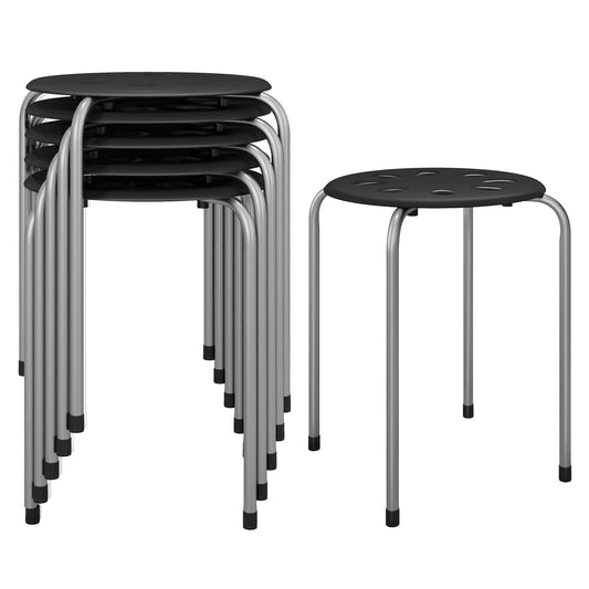 Set of 6 Portable Plastic Stack Stools -Gray