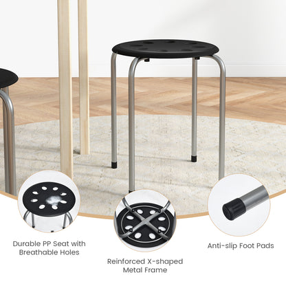 Set of 6 Portable Plastic Stack Stools -Gray