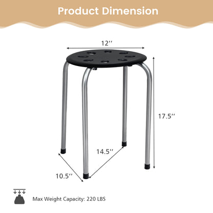 Set of 6 Portable Plastic Stack Stools -Gray