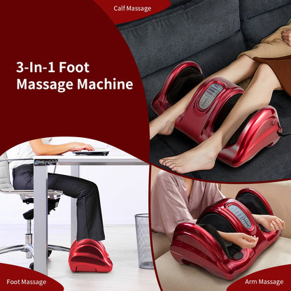 Therapeutic Shiatsu Foot Massager with High Intensity Rollers-Wine