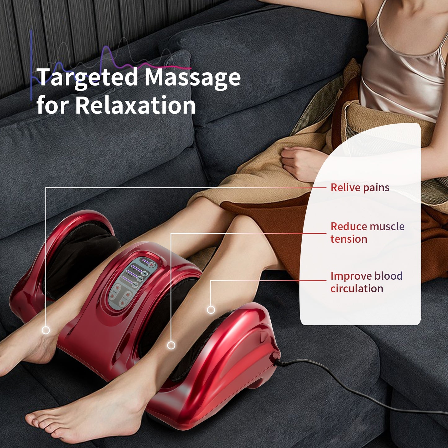 Therapeutic Shiatsu Foot Massager with High Intensity Rollers-Wine
