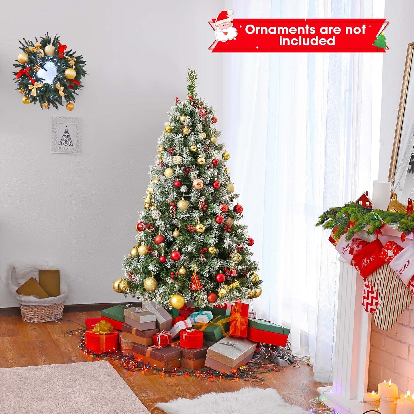 Hinged Christmas Tree with PVC Branch Tips and Warm White LED Lights-9 ft