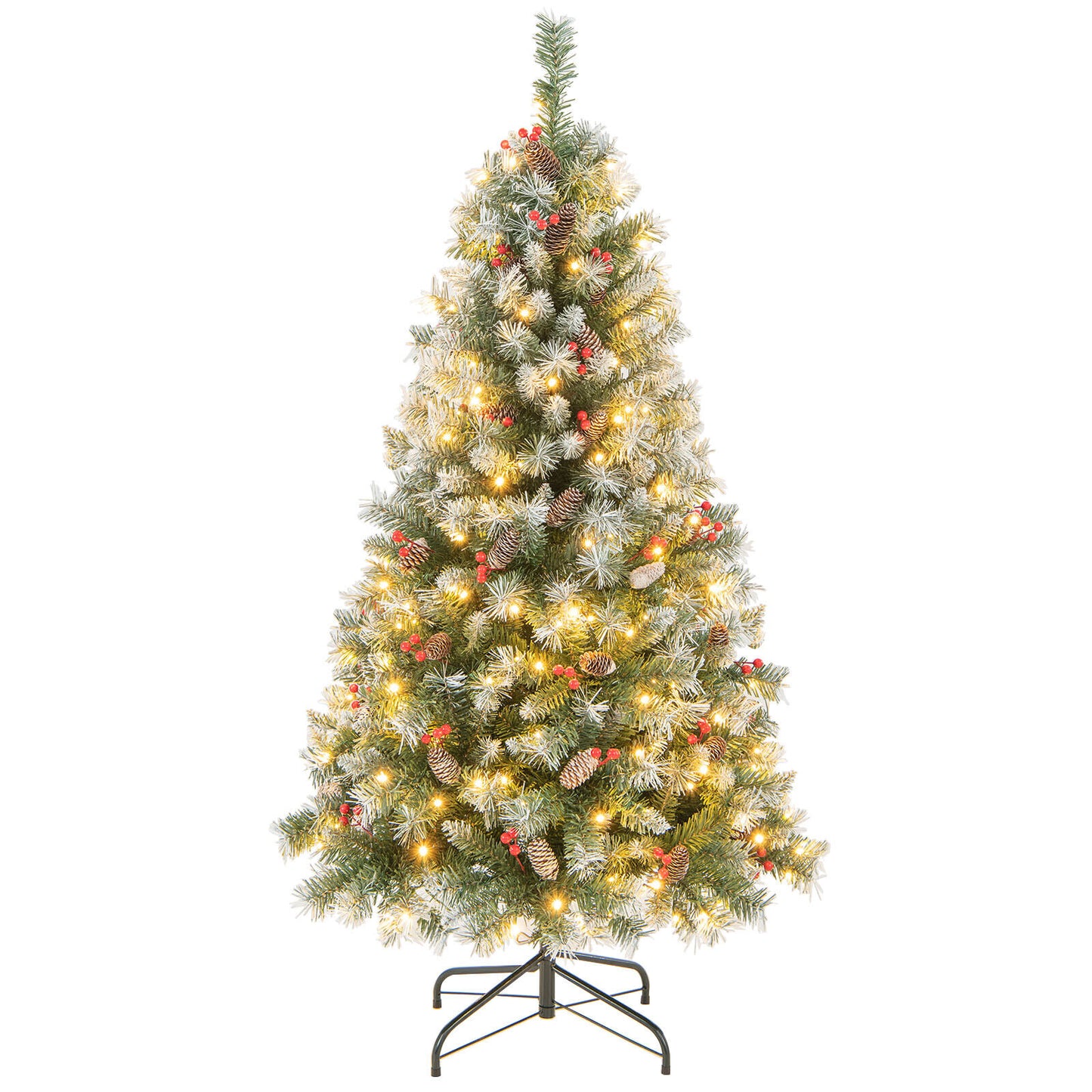 Hinged Christmas Tree with PVC Branch Tips and Warm White LED Lights-9 ft