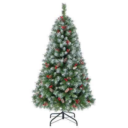 Hinged Christmas Tree with 450 PVC Branch Tips and 200 Warm White LED Lights-5ft