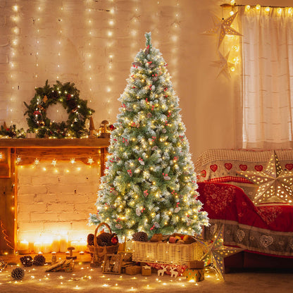 Hinged Christmas Tree with PVC Branch Tips and Warm White LED Lights-9 ft