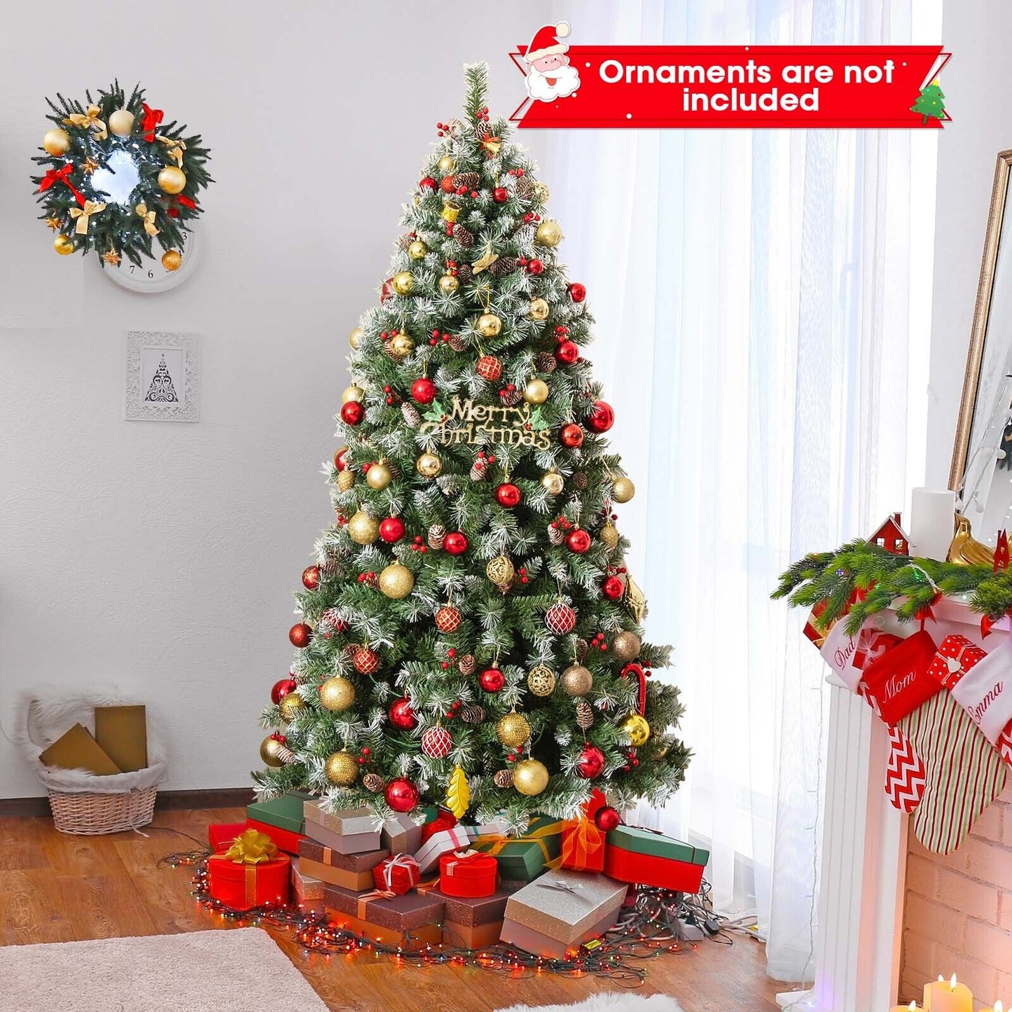 Hinged Christmas Tree with PVC Branch Tips and Warm White LED Lights-9 ft