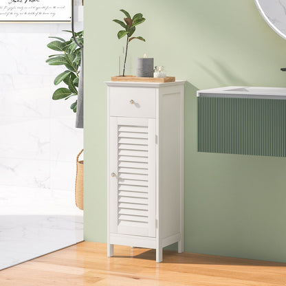 Woodern Bathroom Floor Storage Cabinet with Drawer and Shutter Door-Gray