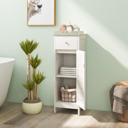Woodern Bathroom Floor Storage Cabinet with Drawer and Shutter Door-Gray