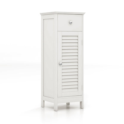 Woodern Bathroom Floor Storage Cabinet with Drawer and Shutter Door-Gray