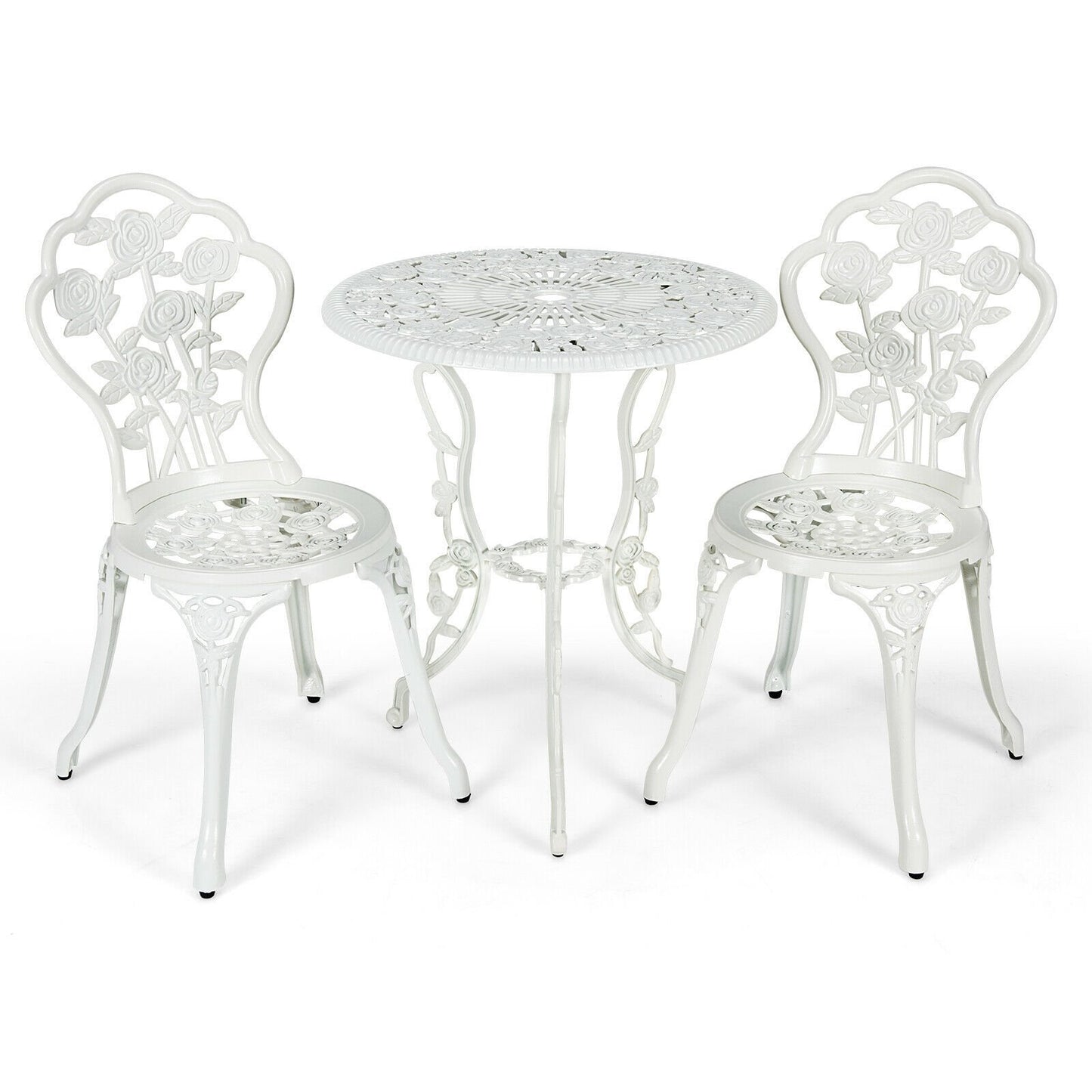 Outdoor Cast Aluminum Patio Furniture Set with Rose Design