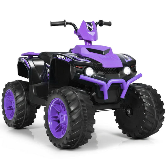 12V Kids Ride on ATV with LED Lights and Treaded Tires and LED lights-Purple