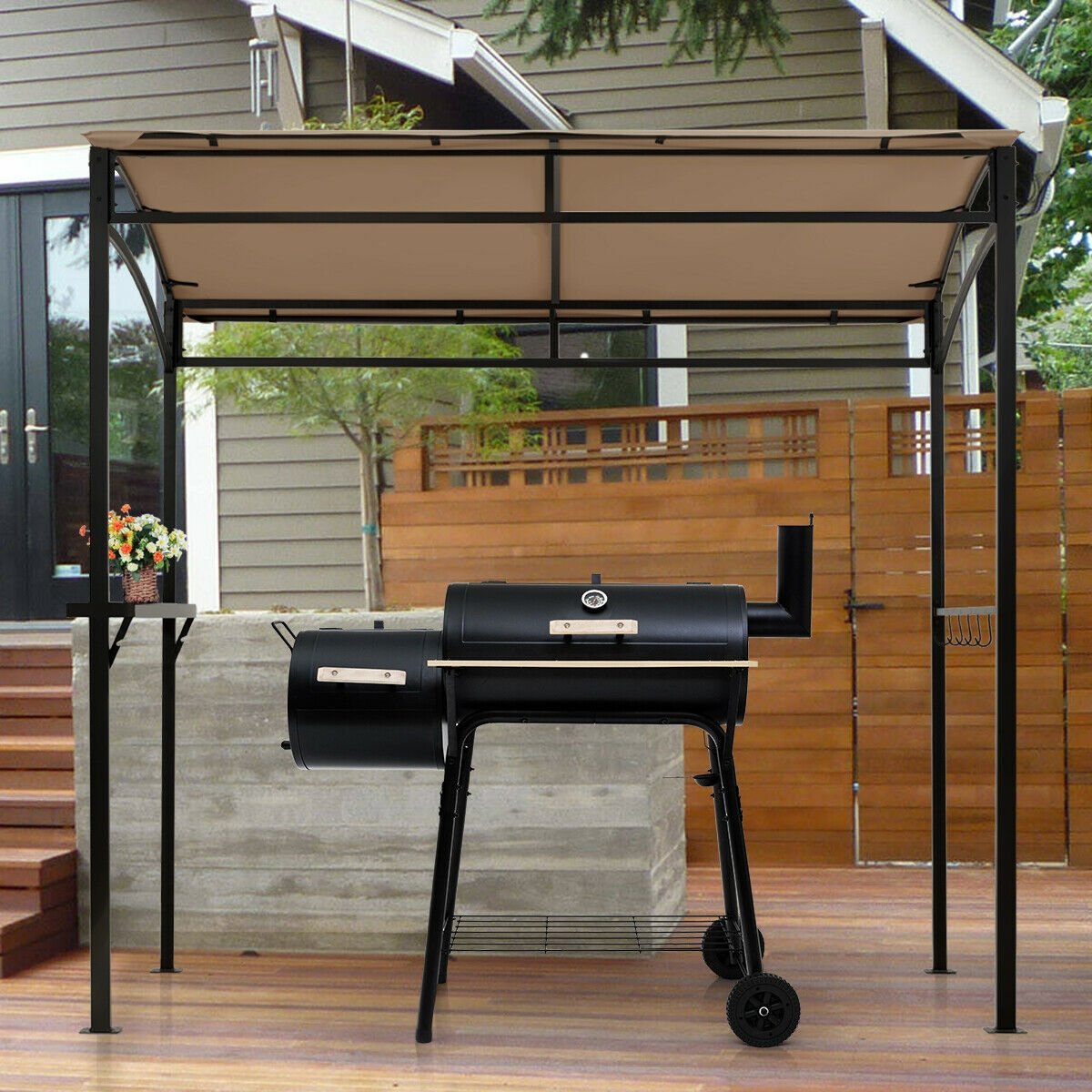 7 x 4.5 Feet Grill Gazebo Outdoor Patio Garden BBQ Canopy Shelter-Beige