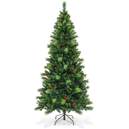 6/7/8 Feet Pre-Lit Artificial Christmas Tree with 300/400/500 LED Lights-6 ft