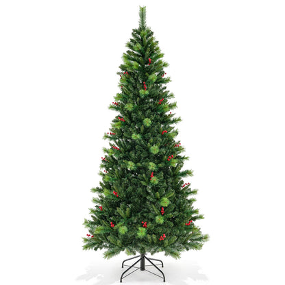 6/7/8 Feet Pre-Lit Artificial Christmas Tree with 300/400/500 LED Lights-6 ft
