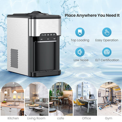 3-in-1 Water Cooler Dispenser with Built-in Ice Maker and 3 Temperature Settings-Silver