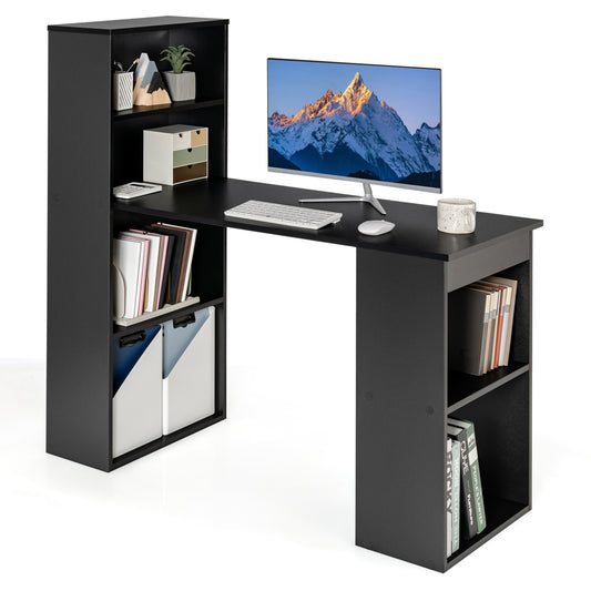 Computer Desk Writing Workstation Office with 6-Tier Storage Shelves-Black