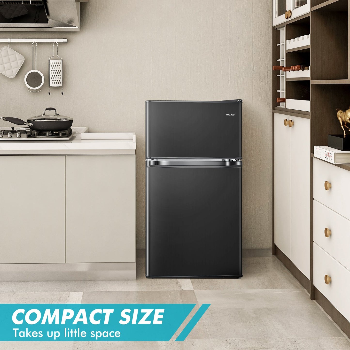 3.2 Cu. Ft Compact Mini Fridge with 5 Temperature Settings-Black