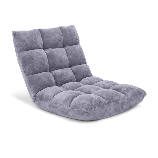 Adjustable 14-position Cushioned Floor Chair-Gray