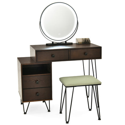 Modern Dressing Table with Storage Cabinet-Black