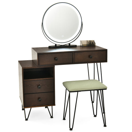 Modern Dressing Table with Storage Cabinet-Brown