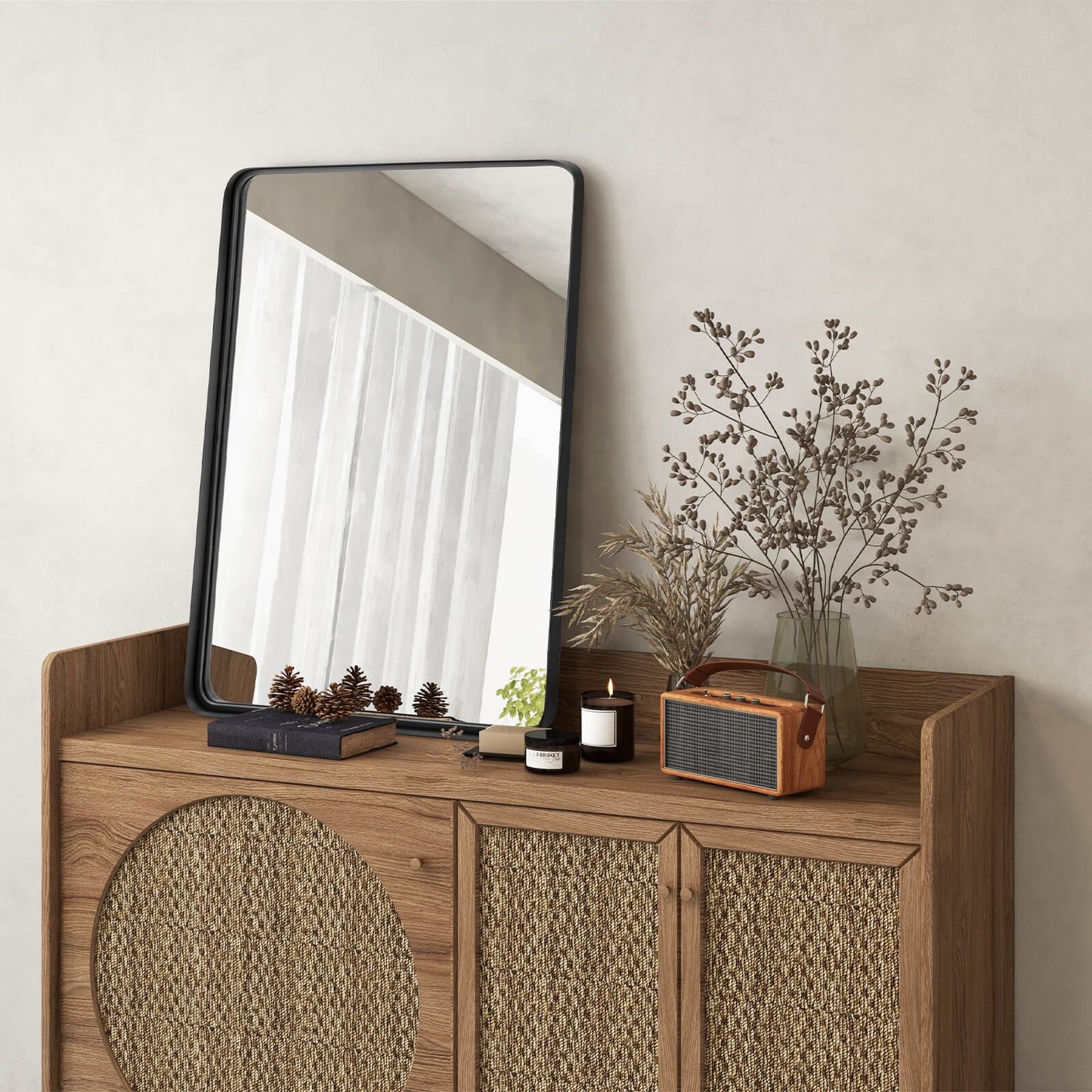 Rectangular Wall Mount Bathroom Mirror with Solid Steel Frame-M