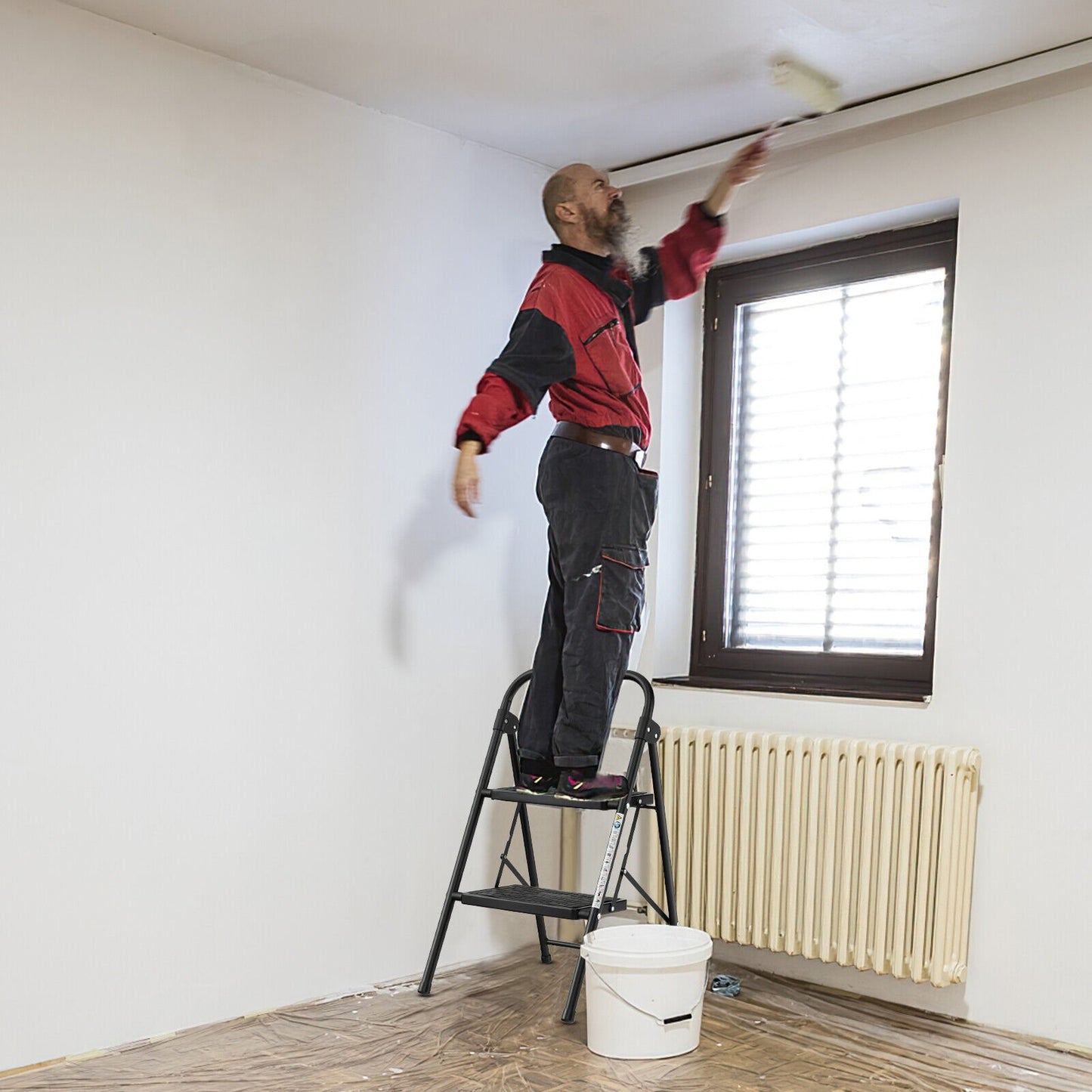 3-Step Ladder with Wide Anti-Slip Pedal-3-Step