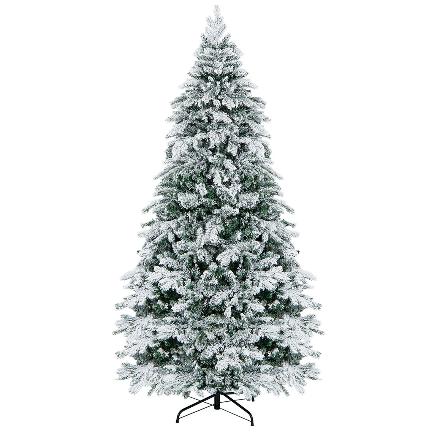 4.5/6/7 Feet Flocked Christmas Tree with Warm White LED Lights-7 ft