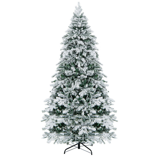 4.5/6/7 Feet Flocked Christmas Tree with Warm White LED Lights-7 ft