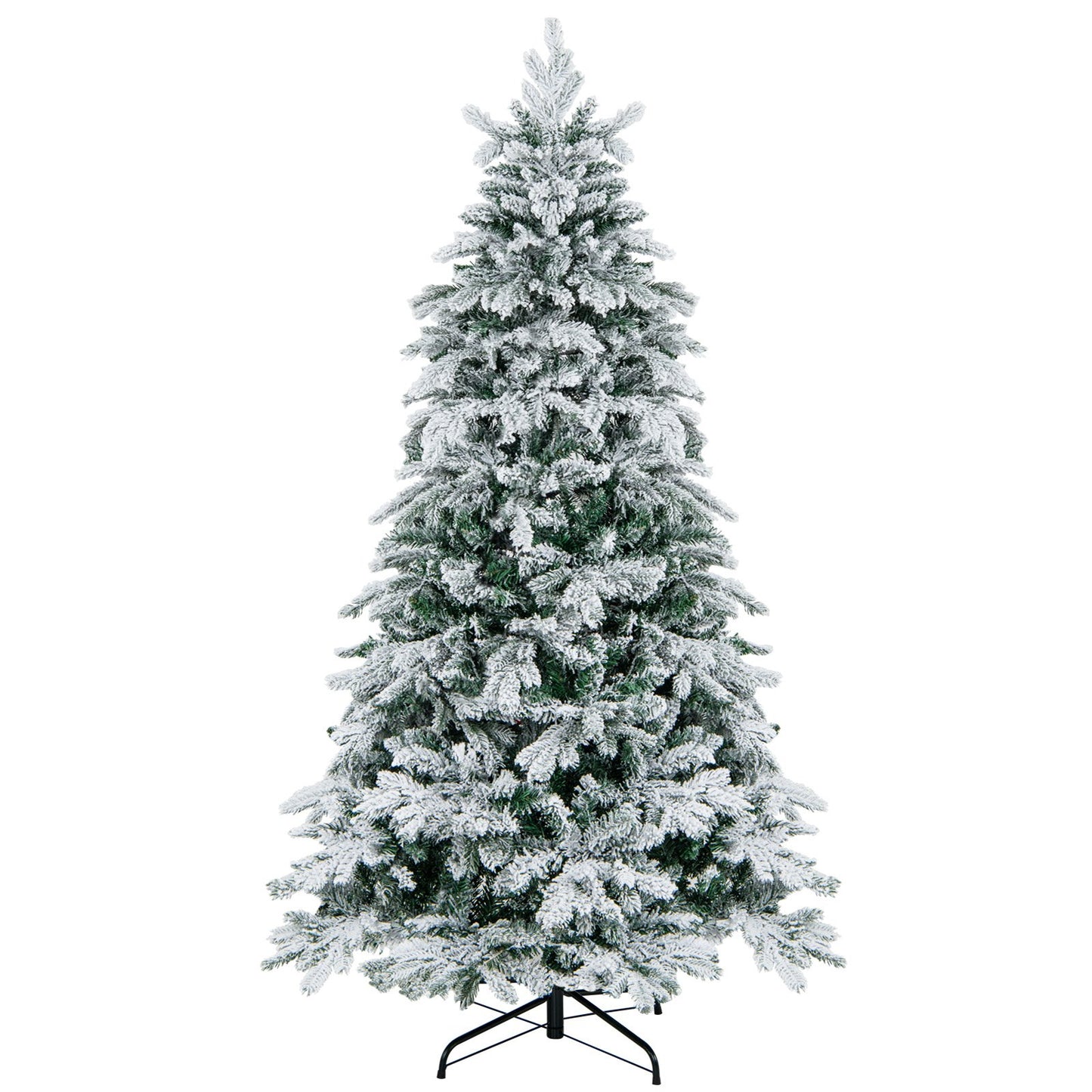 4.5/6/7 Feet Flocked Christmas Tree with Warm White LED Lights-7 ft