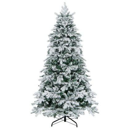 4.5/6/7 Feet Flocked Christmas Tree with Warm White LED Lights-7 ft