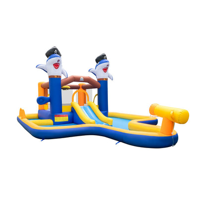 7-In-1 Water Slide Park with Splash Pool and Water Cannon with 680W Blower