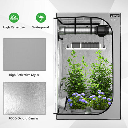 48 x 48 x 80 Inch High Reflective Mylar with Observation Window-Gray