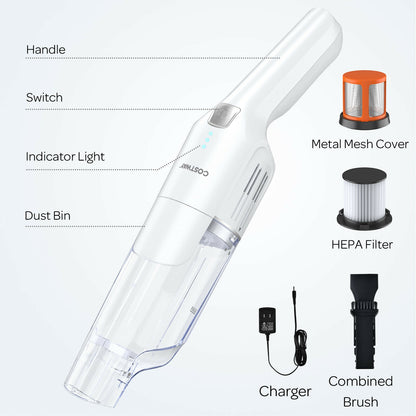 Lightweight Handheld Vacuum Cleaner Cordless Battery Powered Vacuum-White