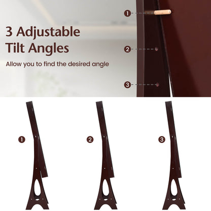 Standing Mirror Jewelry Cabinet-Brown