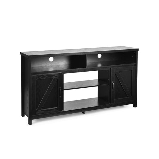 59 Inch TV Stand Media Center Console Cabinet with Barn Door for TV's 65 Inch-Black